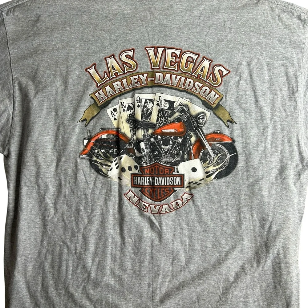 Harley-Davidson Las Vegas Men’s‎ Graphic T-Shirt 2XL Skull Wings Top Hat Poker